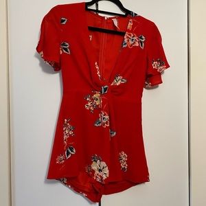 Red romper. Size XS. Worn once.